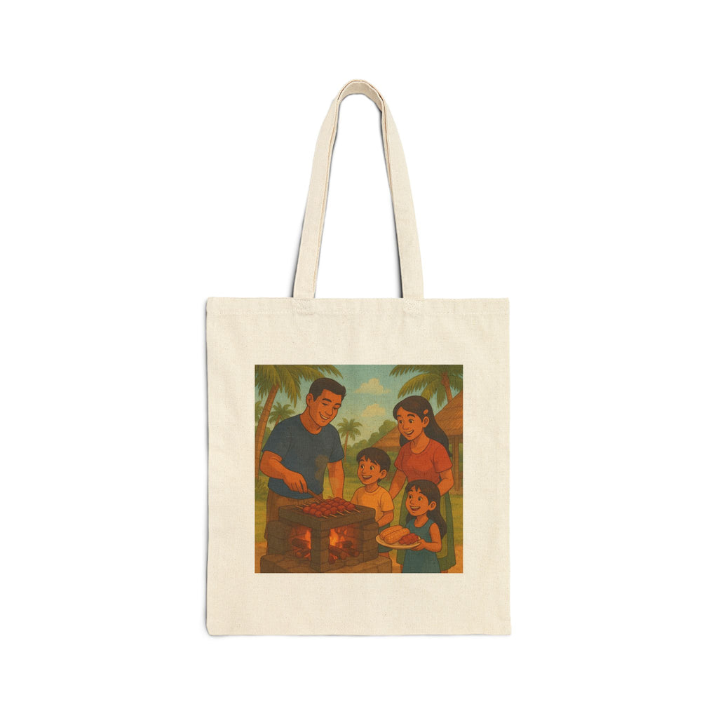 Family BBQ Tote Bag — Tropical BBQ Canvas Tote
