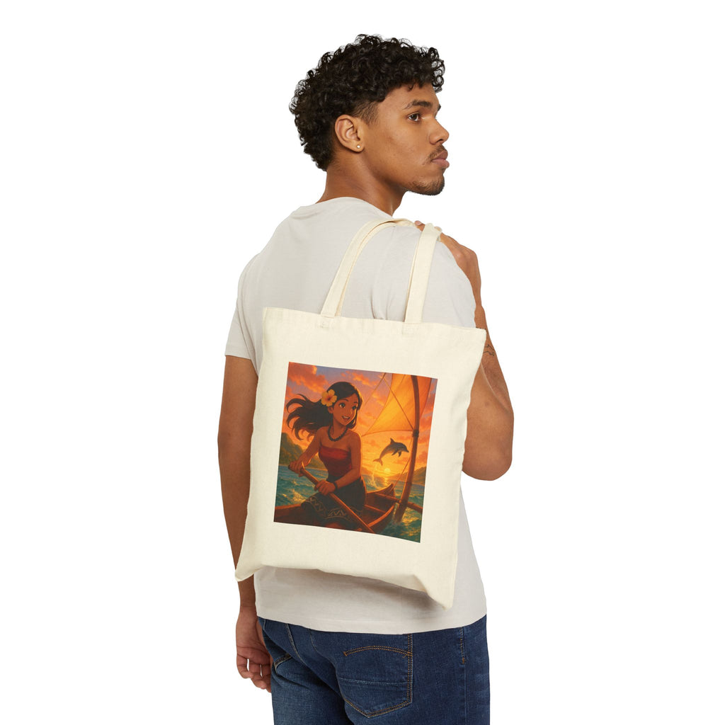 Canvas Tote — Sunset Sailing Illustration Tote Bag