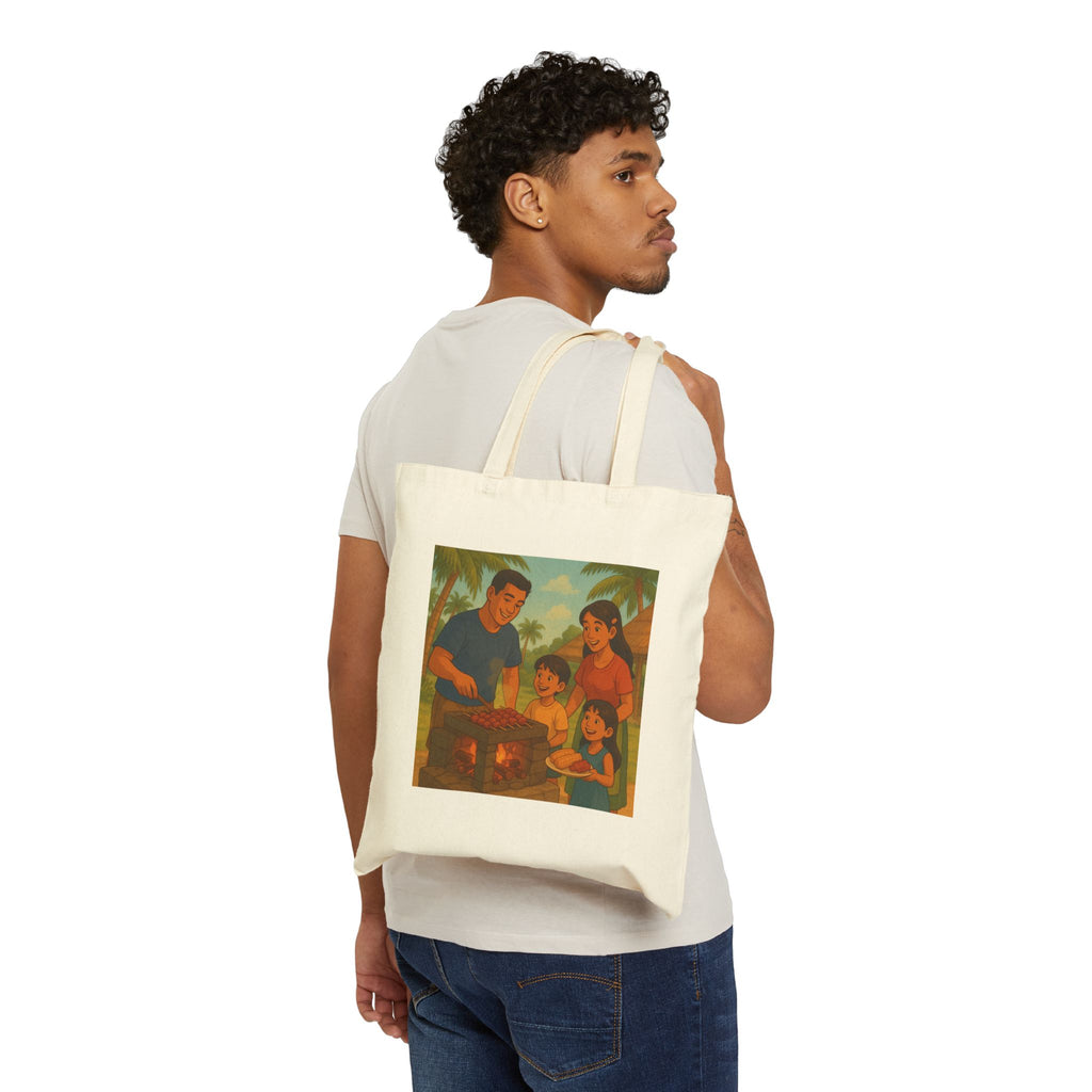 Family BBQ Tote Bag — Tropical BBQ Canvas Tote