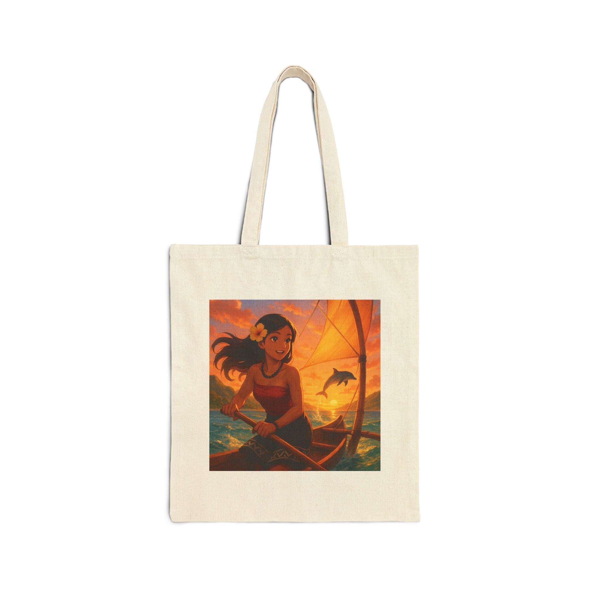Canvas Tote — Sunset Sailing Illustration Tote Bag